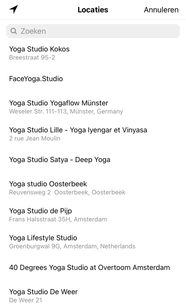 Locatie delen op Instagram