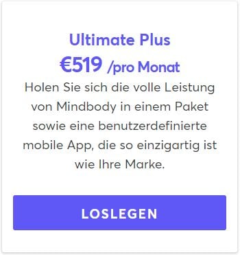 Mindbody Kosten Ultimate Plus Paket