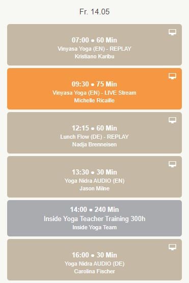 Der mobile Online Buchungskalender von Atha Yoga mit dem Sport Online-Buchungssystem von Eversports
