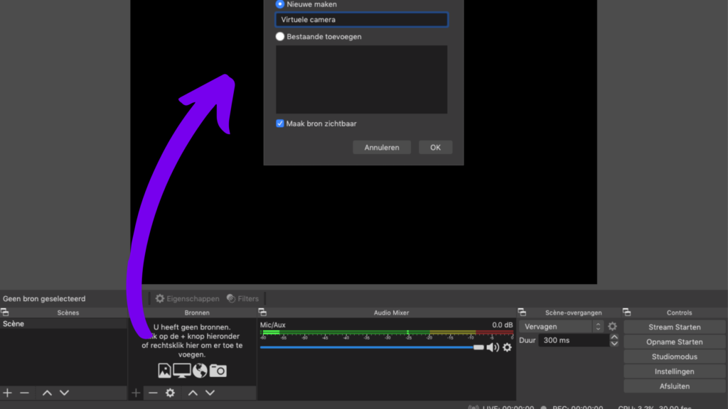Video capturing device toevoegen in OBS
