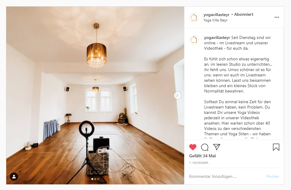 Instagram Posting Yoga Villa Steyr: Equipment