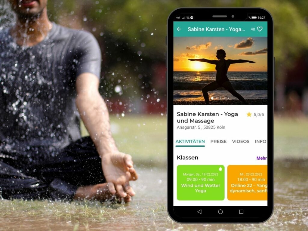 Wind und Wetter Yoga mit Yogalehrerin Sabine Karsten draußen