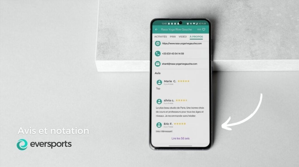 avantage b2c avis notation application eversports