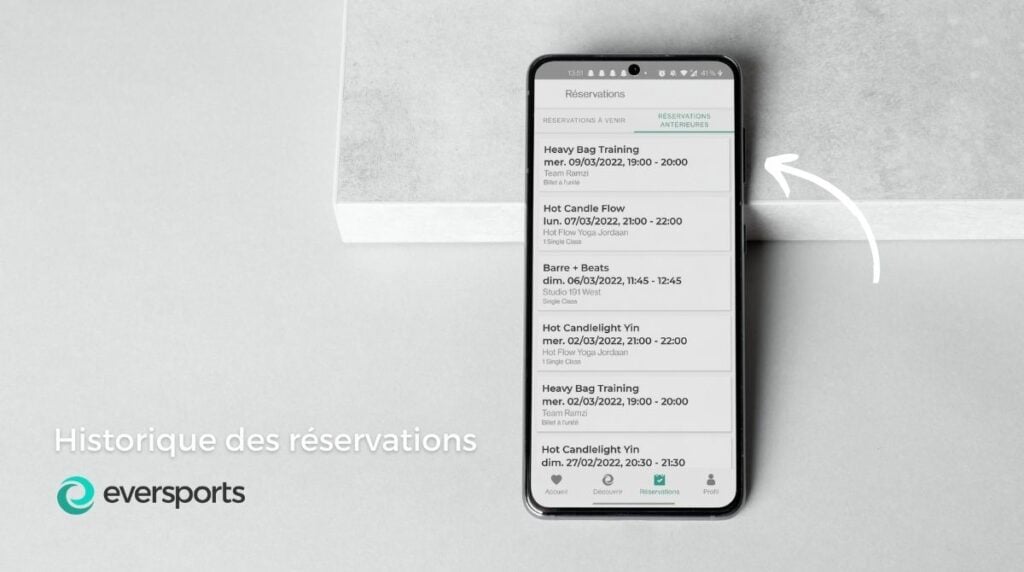 avantage b2c historique des reservations eversports