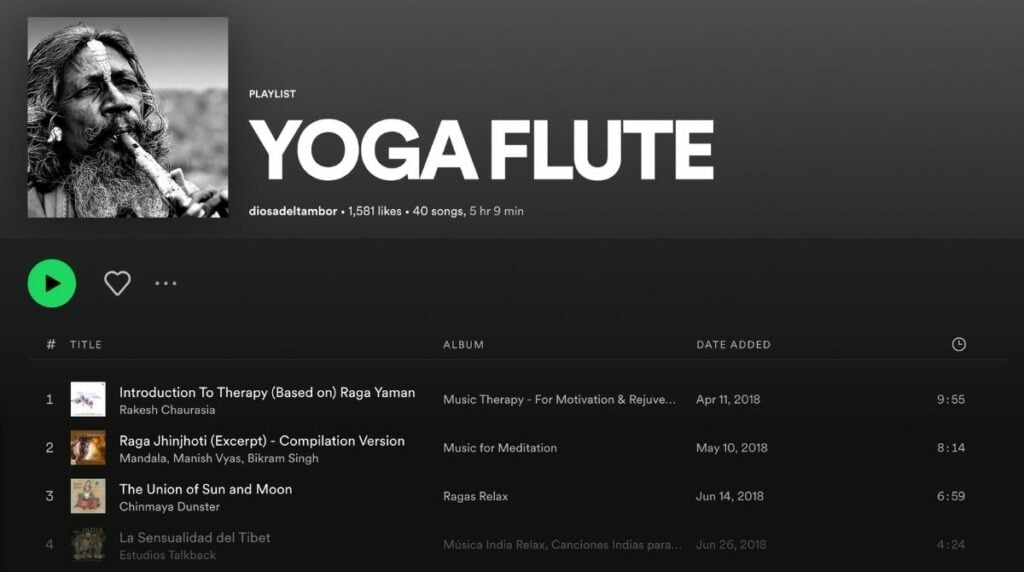 playlist spotify yoga flute