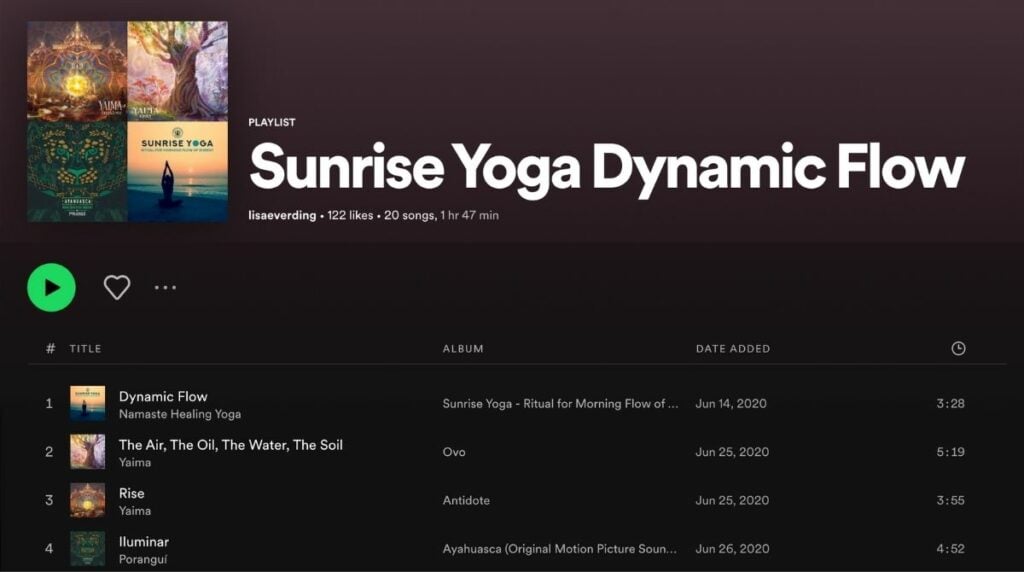 playlist spotify sunrise yoga dynamic flow