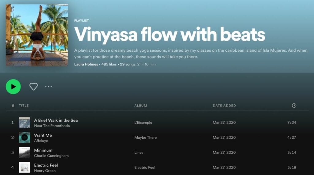 playlist spotify vinyasa flow with beats