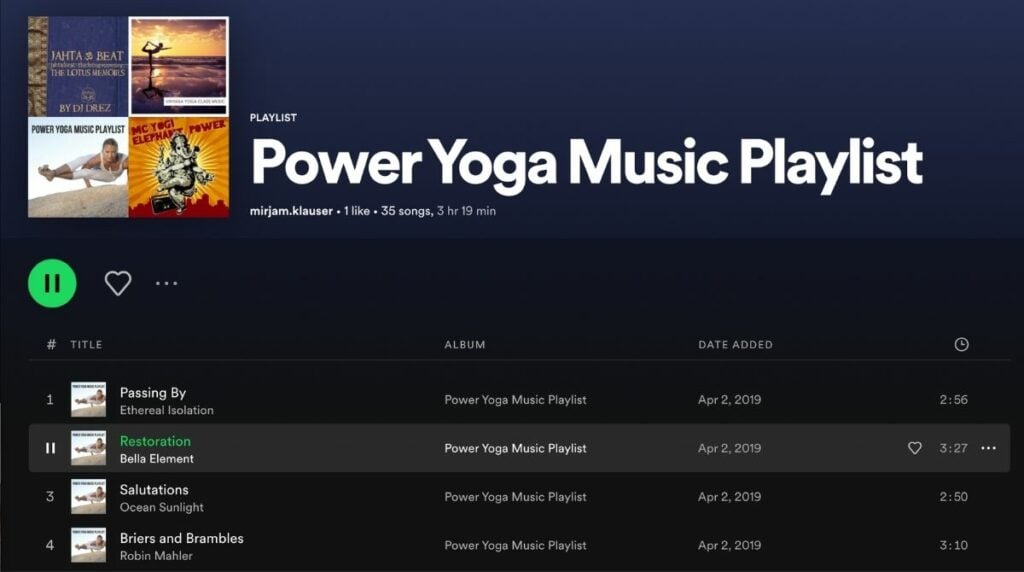playlist spotify power yoga music