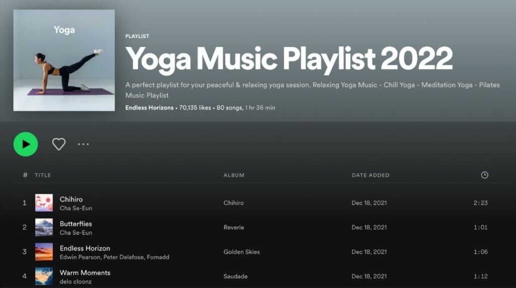 playlist spotify yoga music playlist 2022