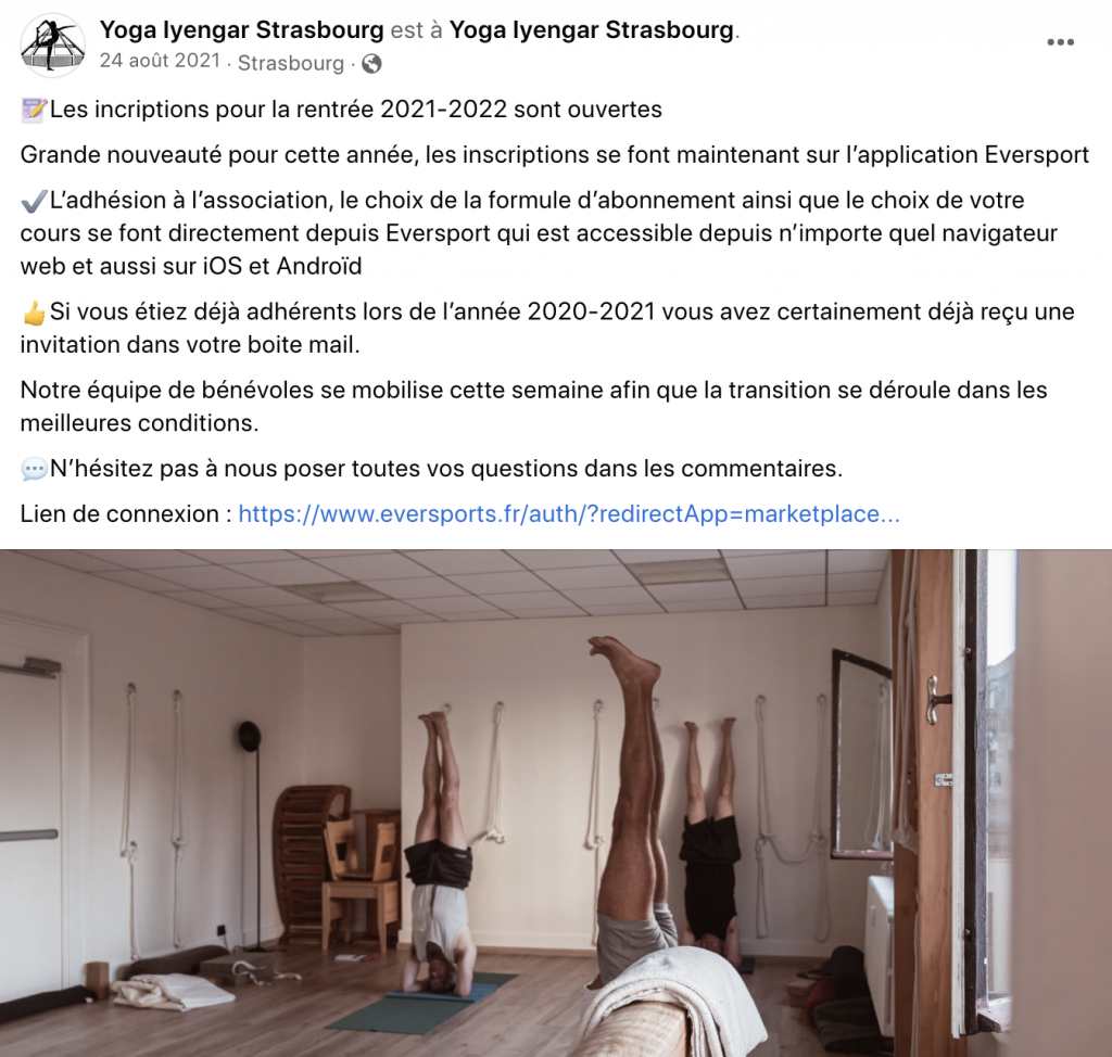 Facebook Page Yoga Strasbourg